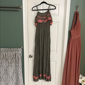 Miami Olive and Pink Floral Maxi Dress